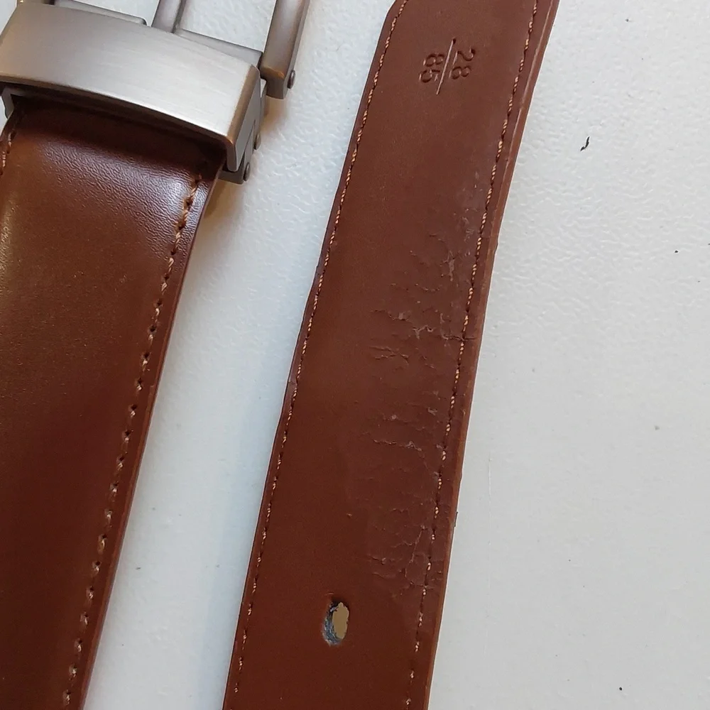 Bulliant Classic Brown Leather Kids Belt with Brushed Metal Buckle Sz.28